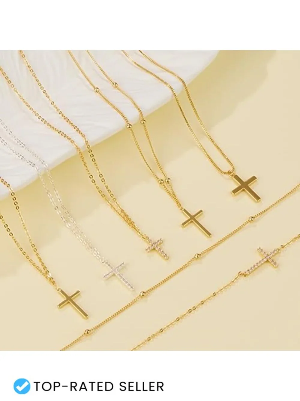 Layered Cross Pendant Necklace for Women & Teen Girls, Tarnish Free,